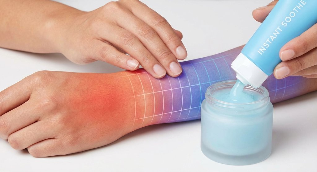 붉은 피부가 차가운 파란색으로 변하는 그라데이션 - 즉각 진정 효과